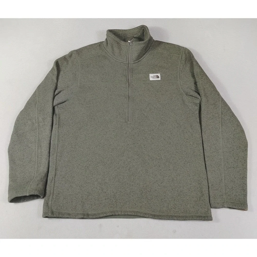 The North Face Pullover Mens Large Green Fleece 1/4 Zip Thermal Hiking Outdoors
